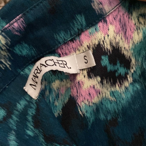 Maria Cher Blue Floral Printed Jumpsuit with Belt, Size S - Picture 4 of 5